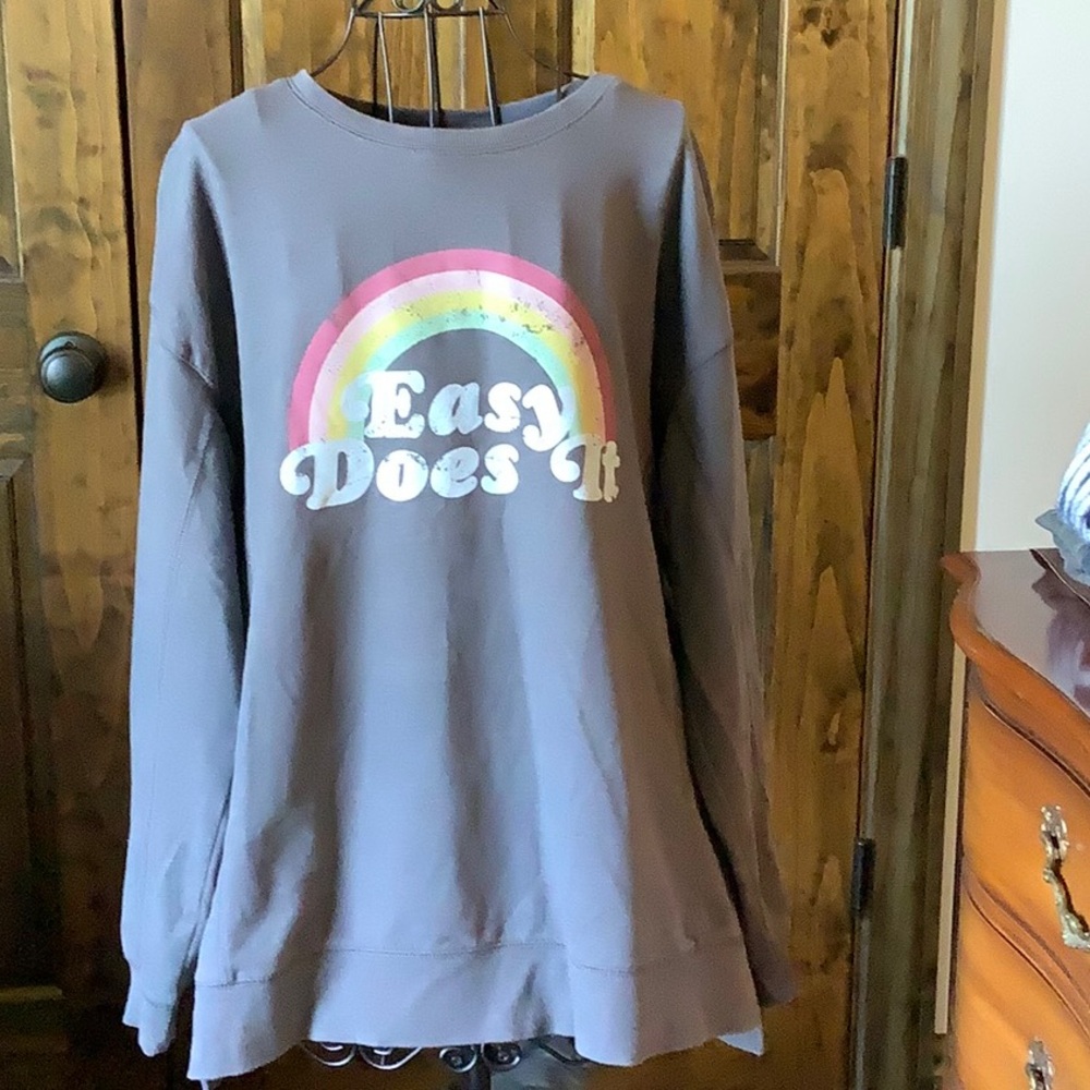 Wildfox Easy Does It Sweatshirt - Gray with Rainbow